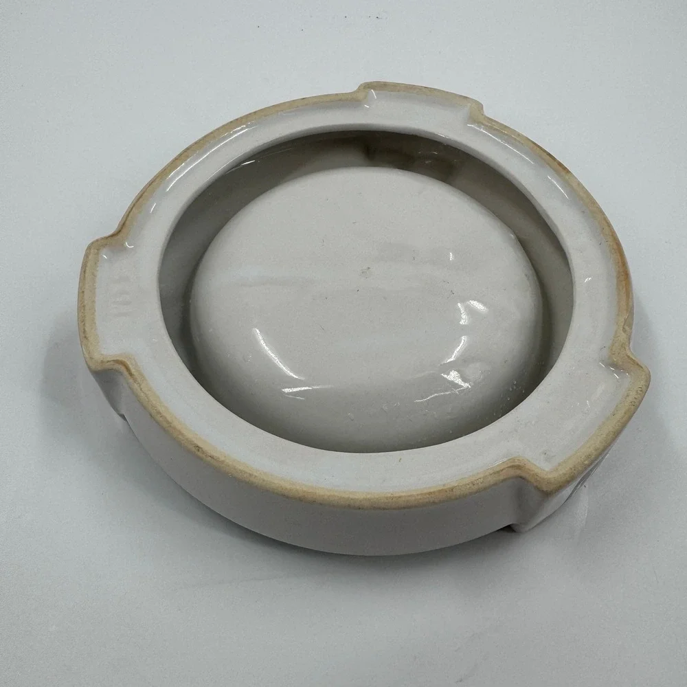 Vintage Gewerbebank Bank Fur Alle Ceramic Ashtray‎ White Green Collectible